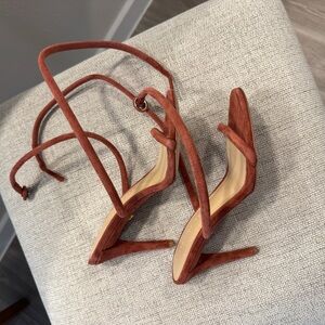 Veronica Beard Marceline Ankle Strap Heels Redwood Size 5